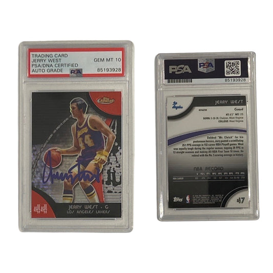 2008 Jerry West Autographed Topps Finest #47 PSA Auto GEM MT 10