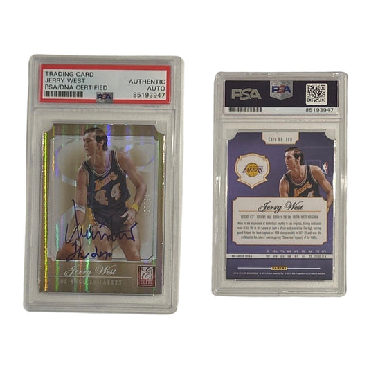 2012-13 Jerry West Autographed Panini Elite Gold Status Die-Cut /24 #200 The Logo Inscription PSA Auto Authentic