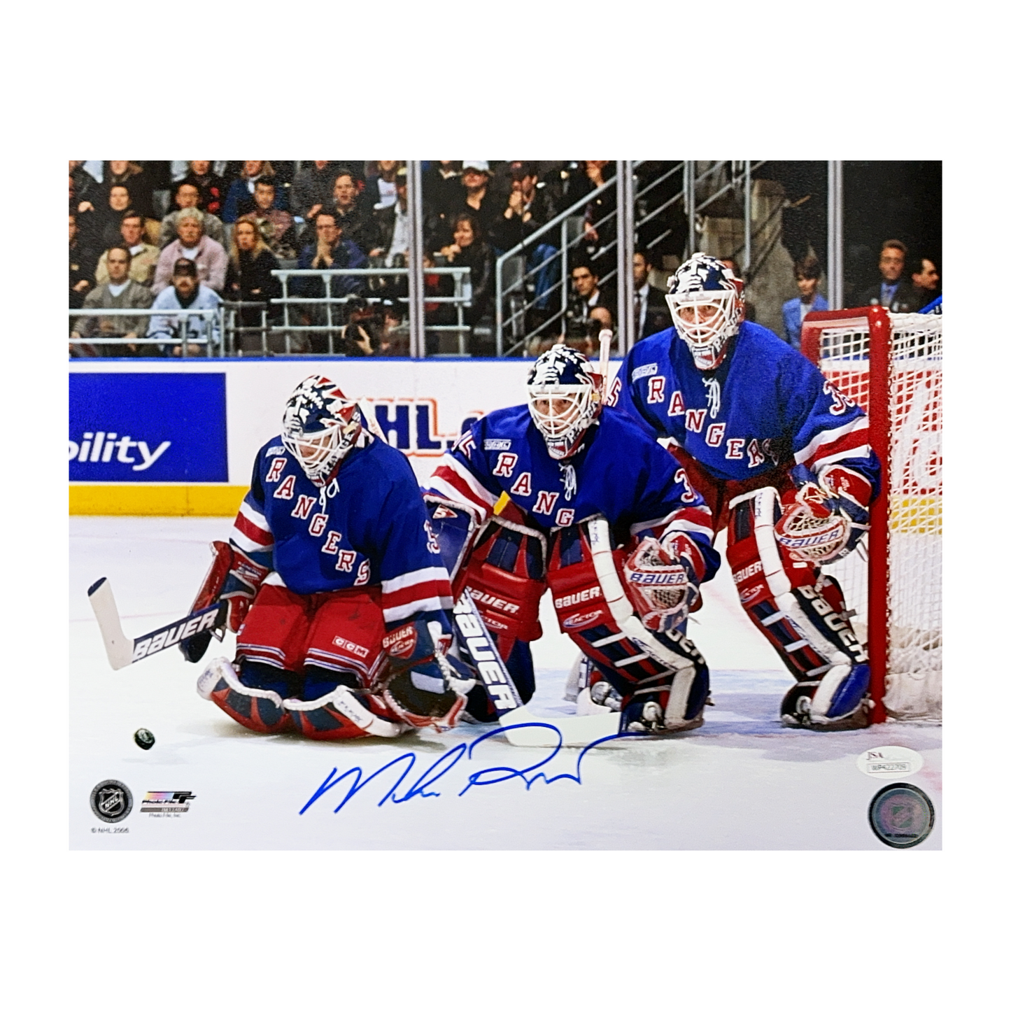 Mike Richter Autographed New York Rangers Triple Exposure 11x14 JSA