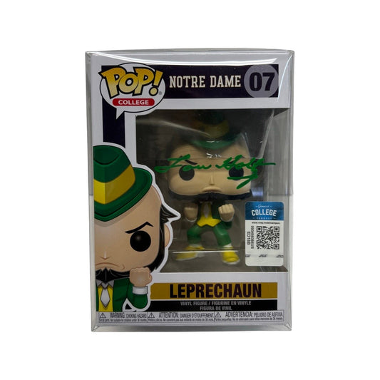 Lou Holtz Autographed Notre Dame Fighting Irish Leprechaun Funko Pop Green Ink Steiner CX