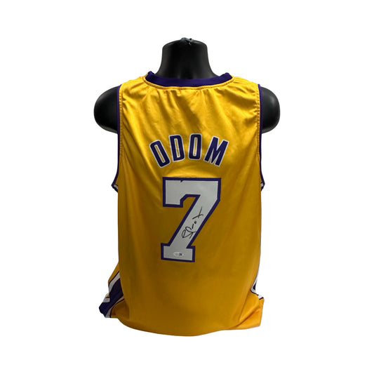 Lamar Odom Autographed Los Angeles Lakers Yellow Custom Jersey JSA
