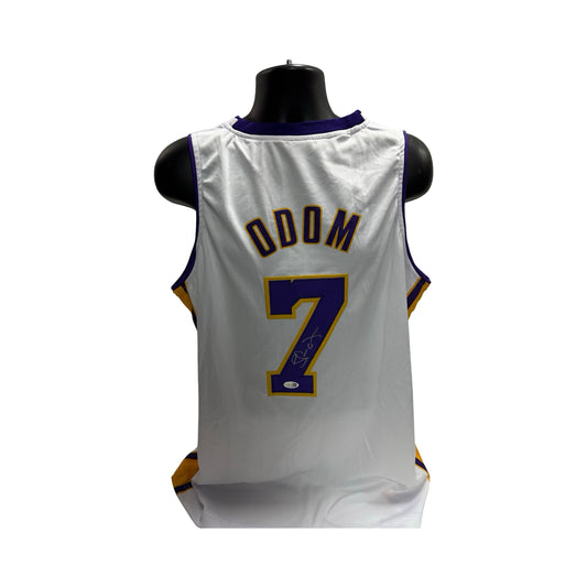 Lamar Odom Autographed Los Angeles Lakers White Custom Jersey JSA