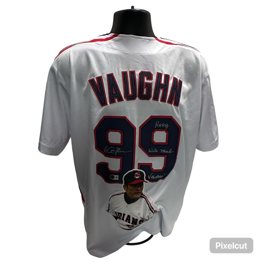 Charlie Sheen Autographed Major League Ricky Vaughn Cleveland Indians White Jersey BAS