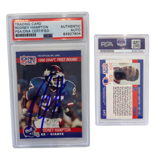 1990 Rodney Hampton NFL Pro Set Rookie Card #692 Autographed PSA Auto Authentic