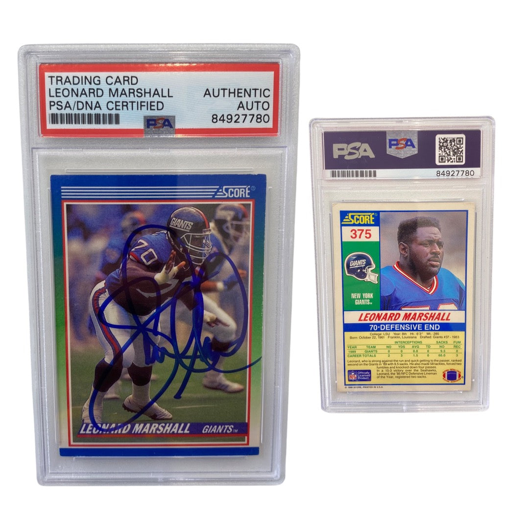1990 Leonard Marshall Score #375 Autographed PSA Auto Authentic