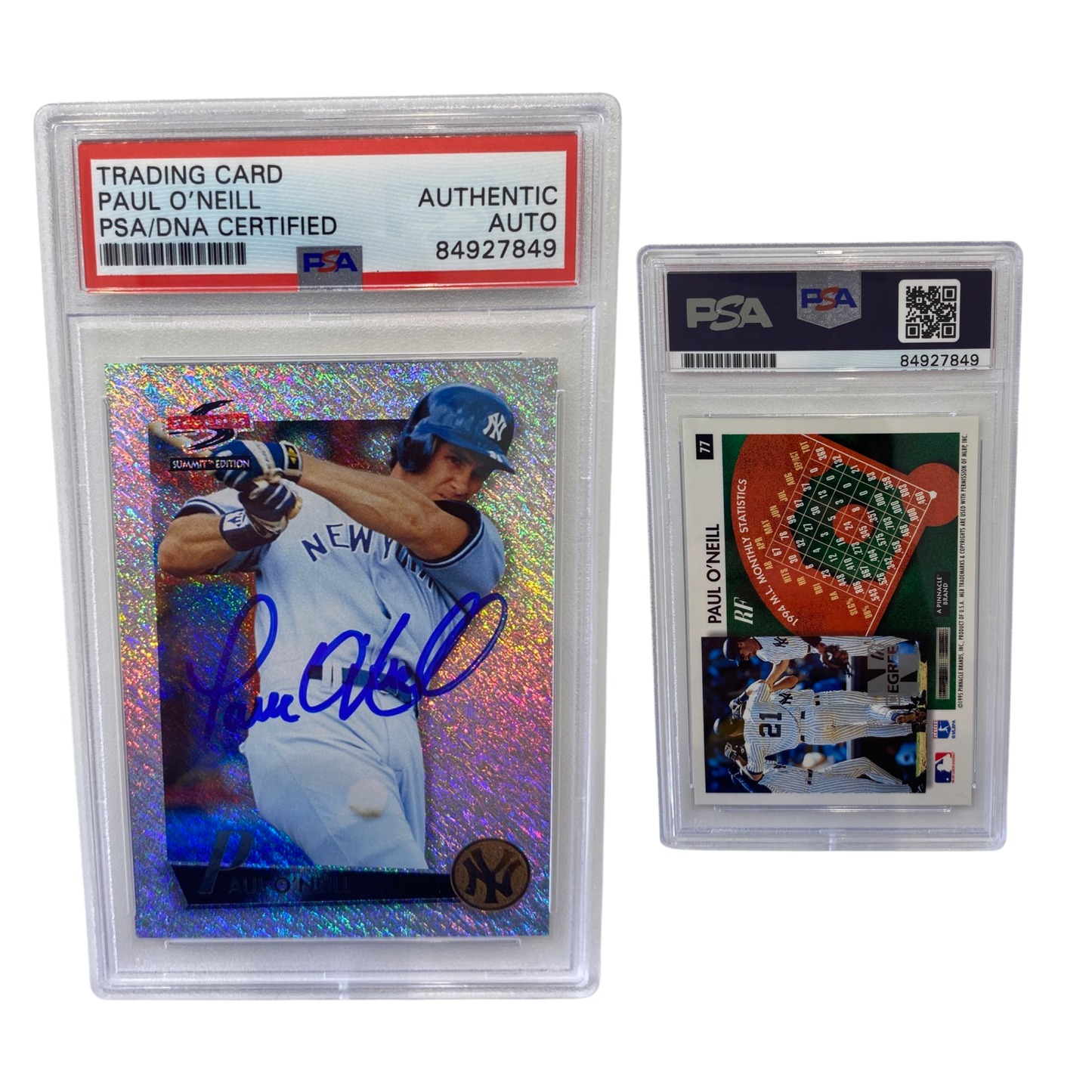 1995 Paul O'Neill Score Summit Edition Silver #77 Autographed PSA Auto Authentic