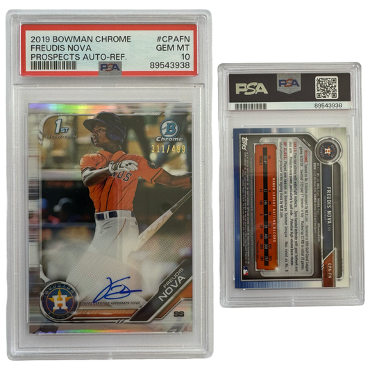 2019 Freudis Nova Autographed Bowman Chrome Prospects Autographs Refractor /499 #CPAFN PSA GEM MT 10