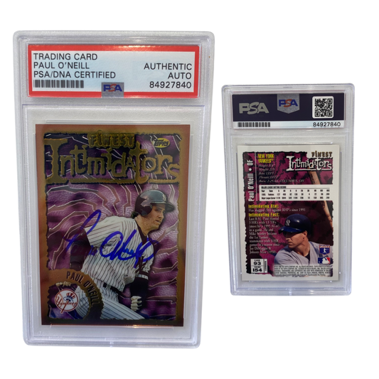 1996 Paul O'Neill Topps Finest Intimidators #93 Autographed PSA Auto Authentic