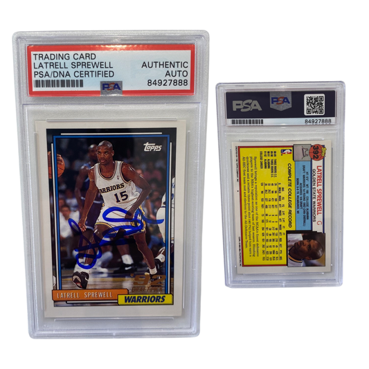 1992-93 Latrell Sprewell Topps Rookie Card #392 Autographed PSA Auto Authentic
