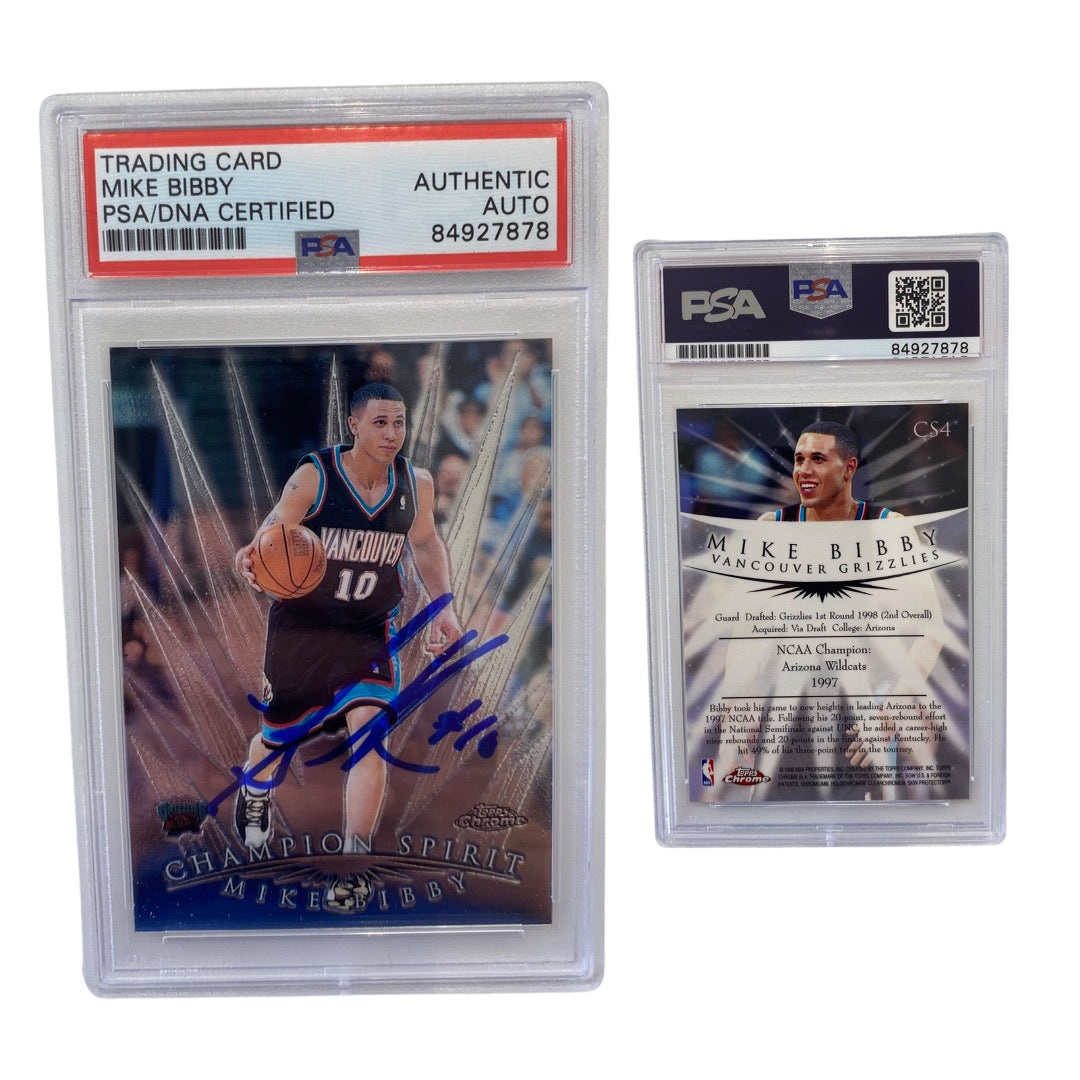 1998-99 Mike Bibby Topps Chrome Champion Spirit Rookie Card #4 Autographed PSA Auto Authentic