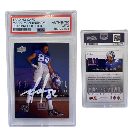 2008 Mario Manningham Upper Deck Potential Unlimited Rookie Card #24 Autographed PSA Auto Authentic