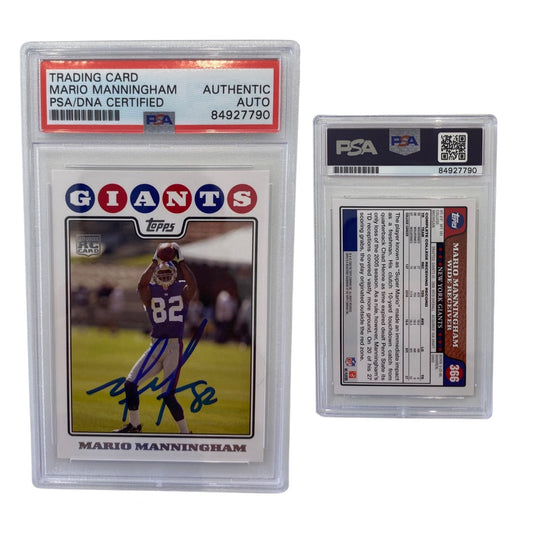 2008 Mario Manningham Topps Rookie Card NFL Kickoff #366 Autographed PSA Auto Authentic