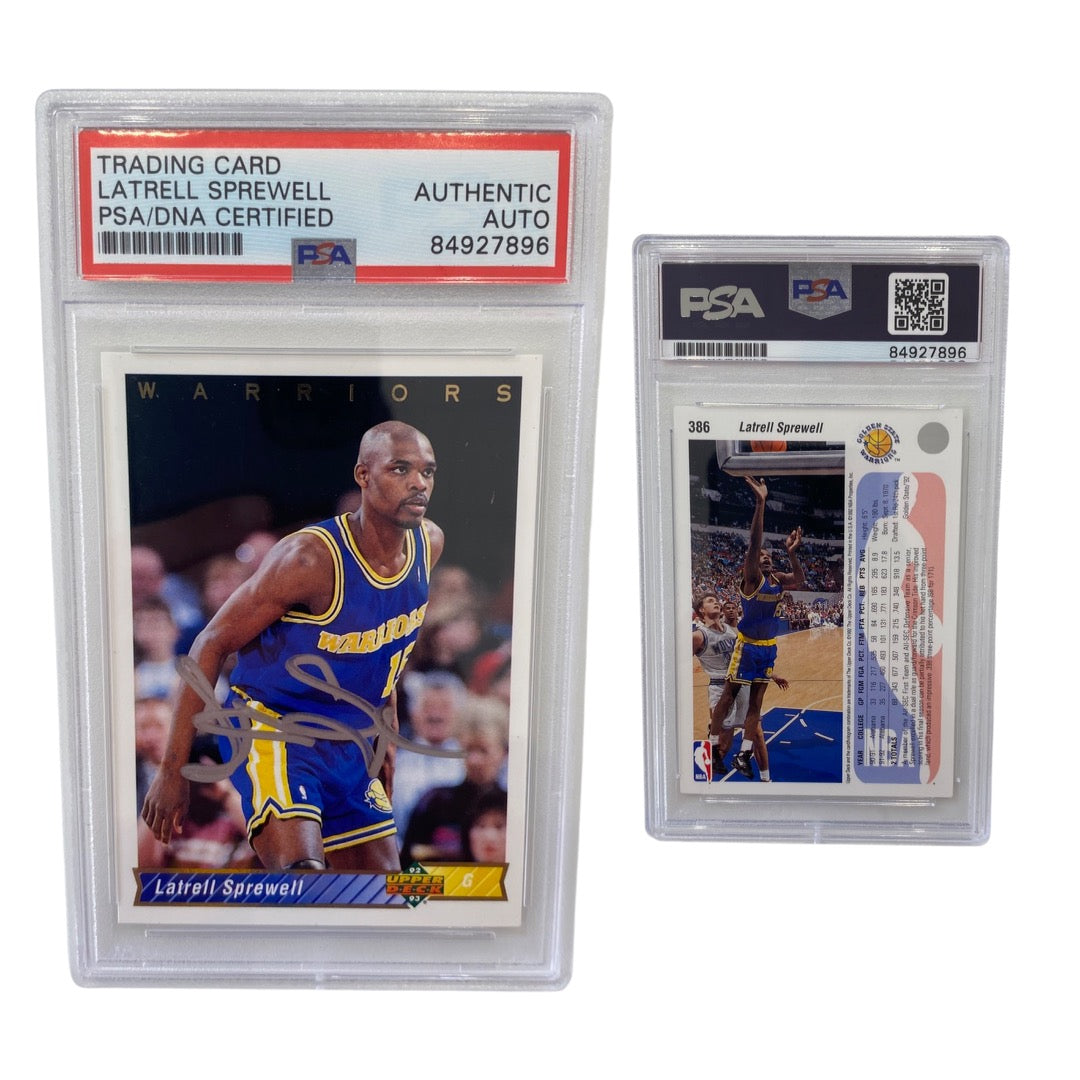 1992-93 Latrell Sprewell Upper Deck Rookie Card #386 Autographed PSA Auto Authentic