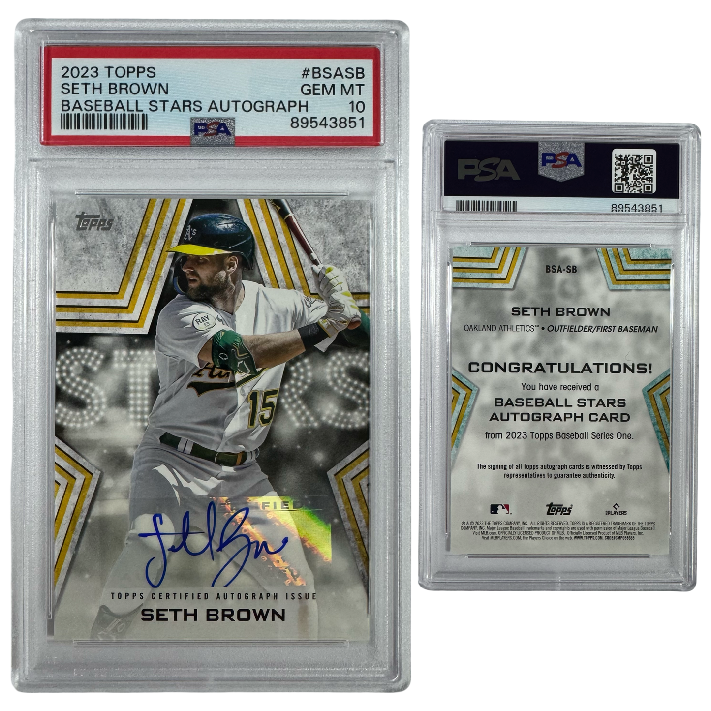 2023 Seth Brown Autographed Topps Baseball Stars #BSASB PSA GEM MT 10