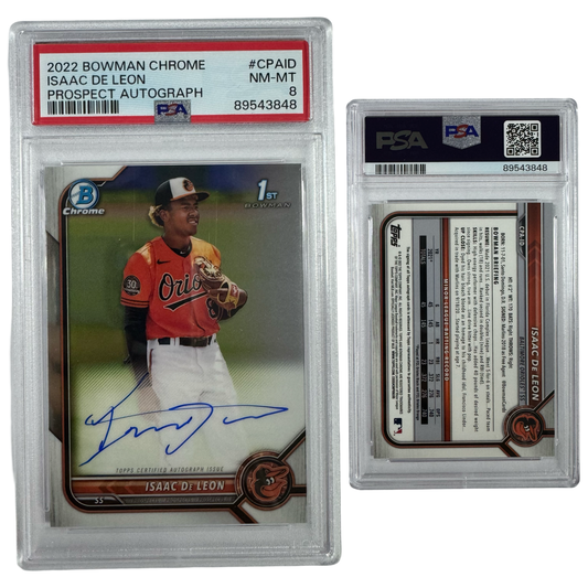 2022 Isaac De Leon Autographed Bowman Chrome Prospects #CPAID PSA NM MT 8