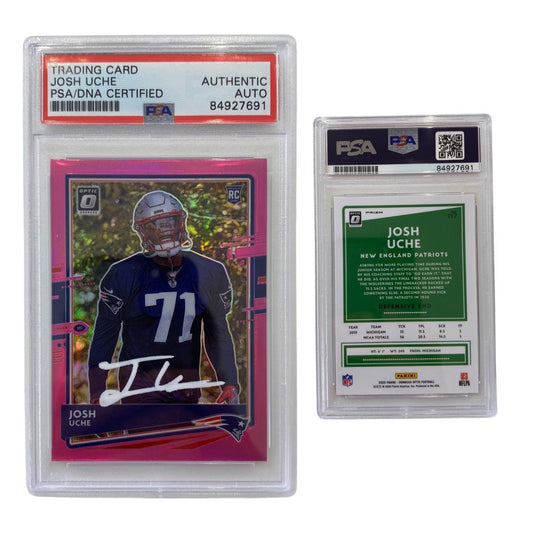 2020 Josh Uche Panini Prizm Donruss Optic Rookie Card Pink Prizm Parallel #137 Autographed PSA Auto Authentic