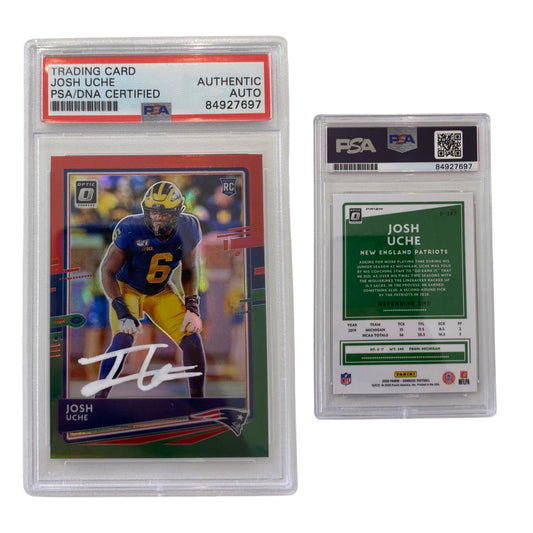 2020 Josh Uche Panini Prizm Donruss Optic Rookie Card Preview Red and Green #287 Autographed