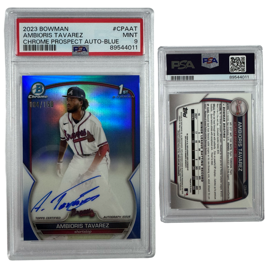 2023 Ambioris Tavarez Autographed Bowman Chrome Prospects Blue Refractor /150 #CPAAT PSA MINT 9