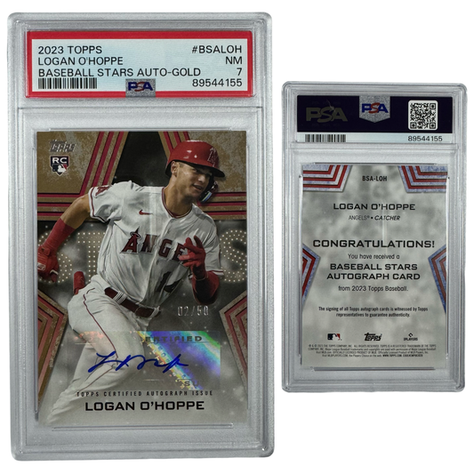 2022 Logan O'Hoppe Autographed Topps Baseball Stars Gold /50 #BSALOH PSA NM 7
