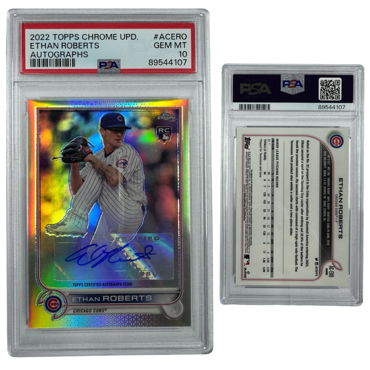 2022 Ethan Roberts Autographed Topps Chrome Update Rookie #ACERO PSA GEM MT 10