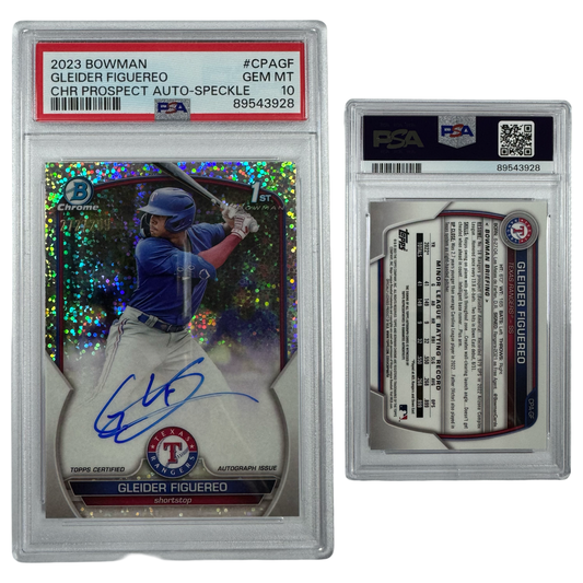 2023 Gleider Figuereo Autographed Bowman Chrome Prospects Speckle Refractor /299 #CPAGF PSA GEM MT 10