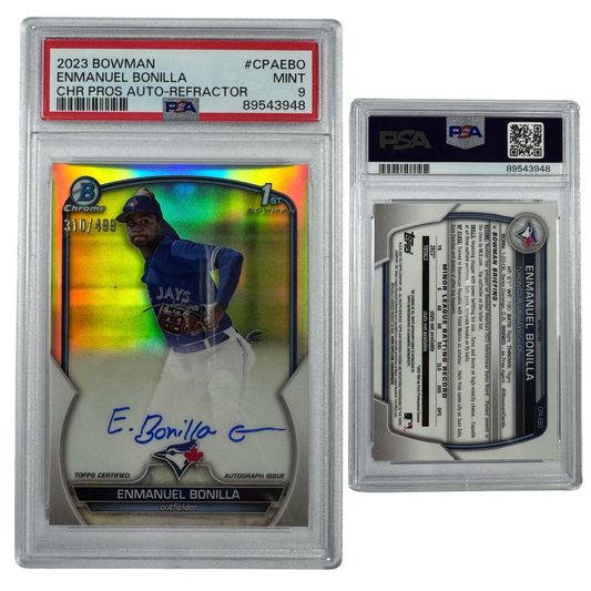 2023 Enmanuel Bonilla Autographed Bowman Chrome Prospects Refractor /499 #CPAEBO PSA MINT 9