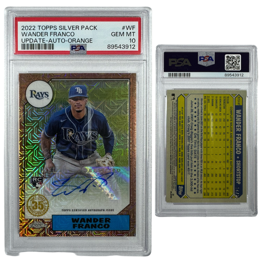 2022 Wander Franco Autographed Topps Silver Pack Update Orange Refractor /25 #T87CAWF PSA GEM MT 10