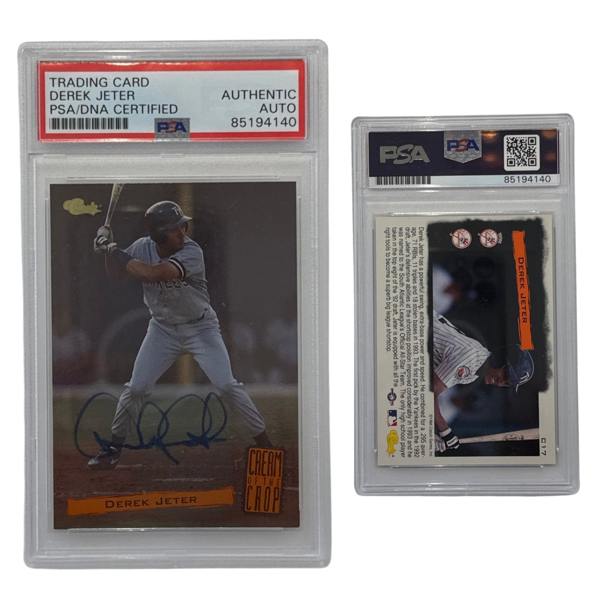 1994 Derek Jeter Classic Games Cream Of The Crop #C17 PSA Auto Authentic