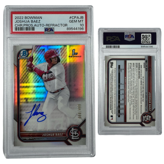 2022 Joshua Baez Autographed Bowman Chrome Prospects Refractor /499 #CPAJB PSA GEM MT 10