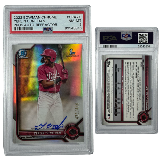 2022 Yerlin Confidan Autographed Bowman Chrome Prospects Refractor /499 #CPAYC PSA NM MT 8