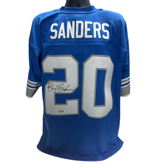 Barry Sanders Autographed Detroit Lions Light Blue Throwback NFL Legacy Mitchell & Ness Jersey Beckett