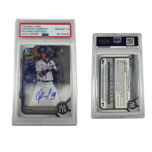 2022 Oswaldo Cabrera Bowman Chrome 1st Auto Base BCP-17 PSA GEM MT 10