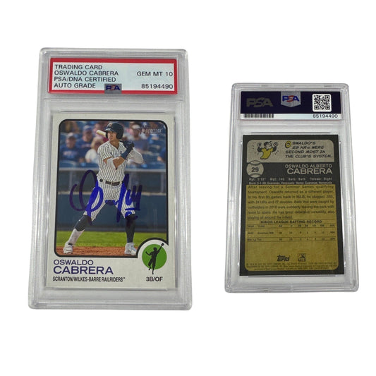 2022 Oswaldo Cabrera Topps Heritage #29 PSA GEM MT 10 Auto