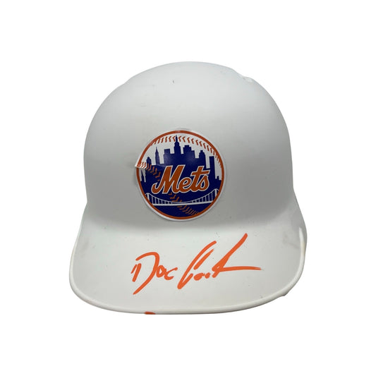 Doc Gooden Autographed New York Mets Flat White Mini Helmet Steiner CX