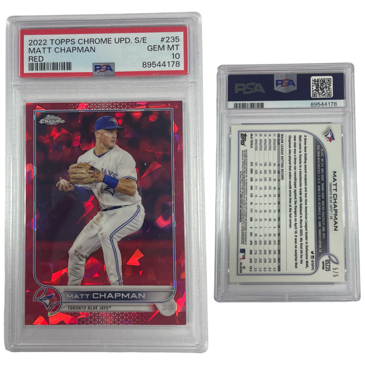 2022 Matt Chapman Topps Chrome Update Sapphire Red Refractor /5 #235 PSA GEM MT 10