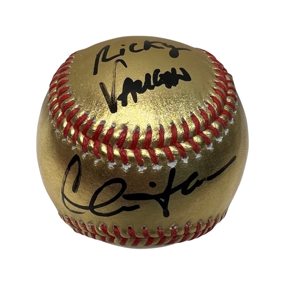 Charlie Sheen Autographed Gold OMLB Ricky Vaughn Inscription Steiner CX