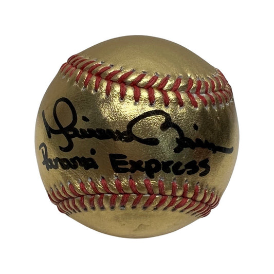 Mariano Rivera Autographed New York Yankees Gold OMLB Panama Express Inscription Steiner CX