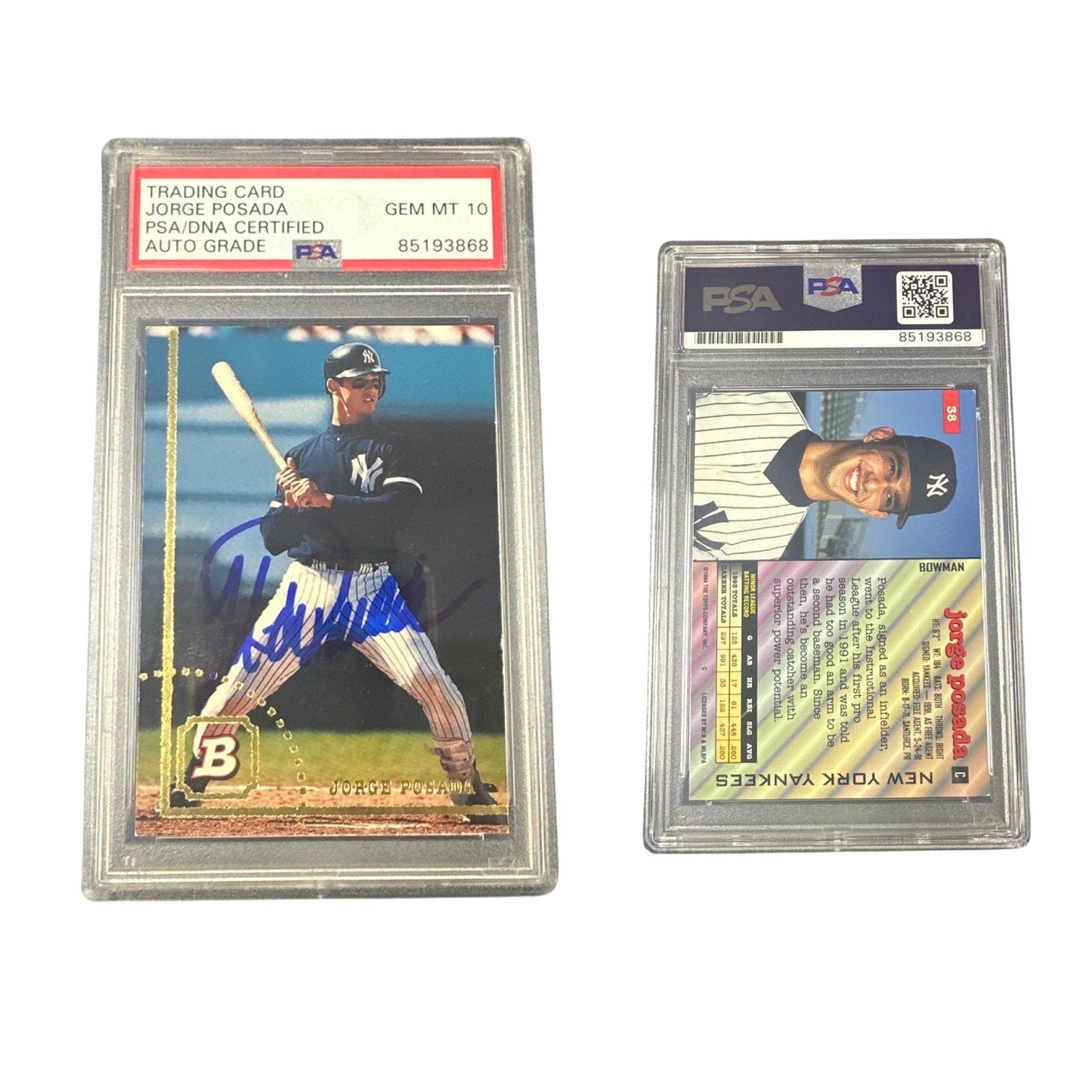 1994 Jorge Posada Bowman Rookie #38 PSA GEM MT 10 Auto
