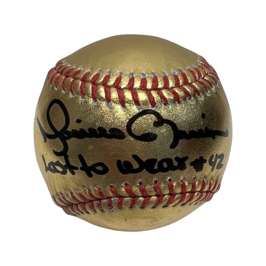 Mariano Rivera Autographed New York Yankees Gold OMLB Last to Wear #42 Inscription Steiner CX
