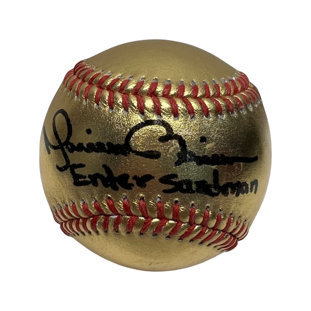 Mariano Rivera Autographed New York Yankees Gold OMLB “Enter Sandman” Inscription Steiner CX