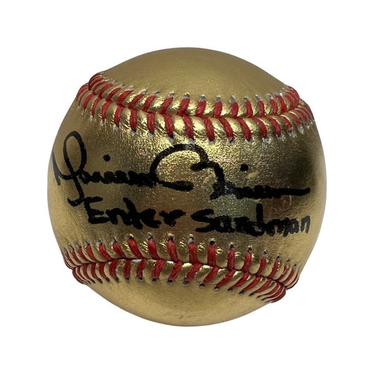 Mariano Rivera Autographed New York Yankees Gold OMLB Enter Sandman Inscription Steiner CX