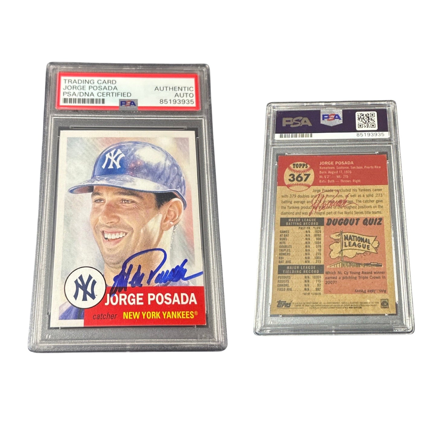 2020 Jorge Posada Topps The Living Set #367 PSA Authentic Auto