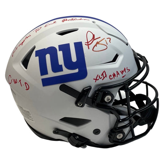 Plaxico Burress Autographed New York Giants Lunar Eclipse Flex Helmet GWTD, Reception to End Perfection, XLII Champs Inscriptions Steiner CX
