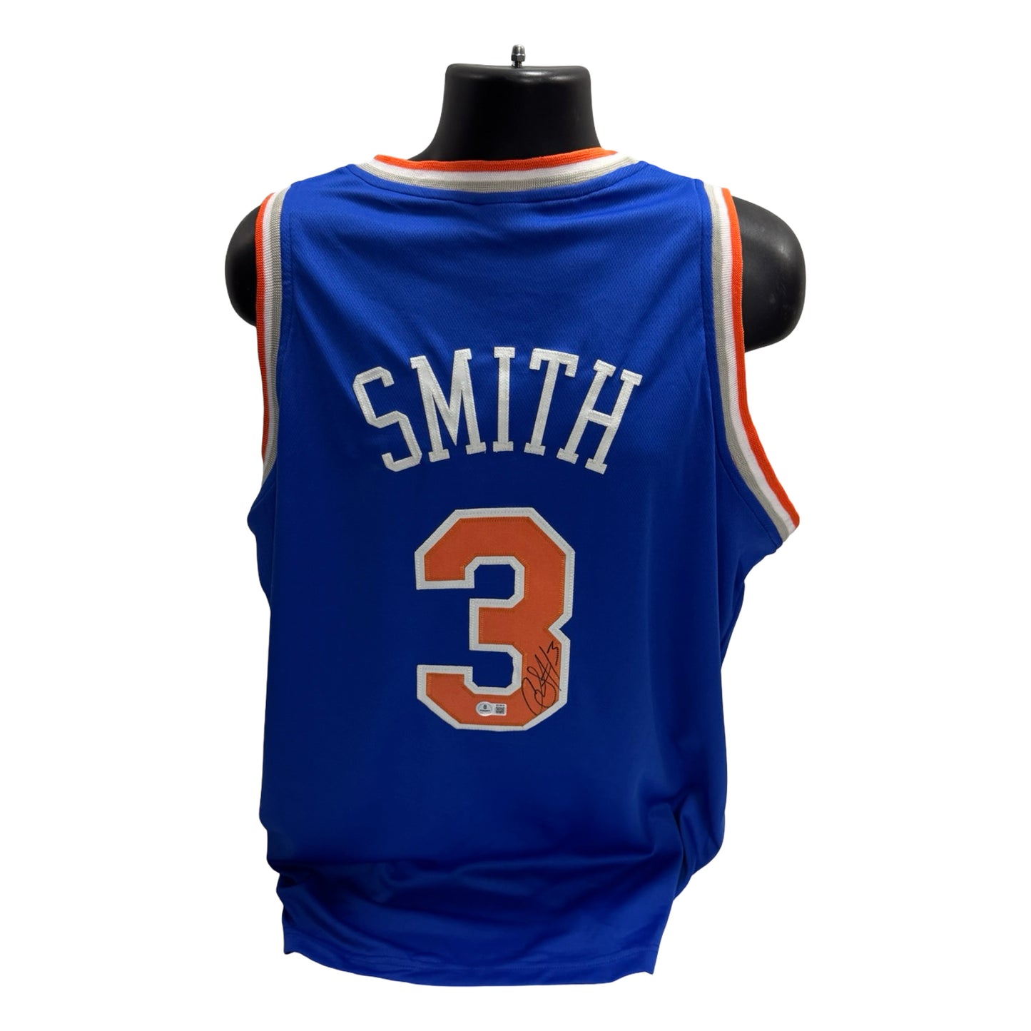 Chris Smith Autographed New York Knicks Blue #3 Jersey Beckett