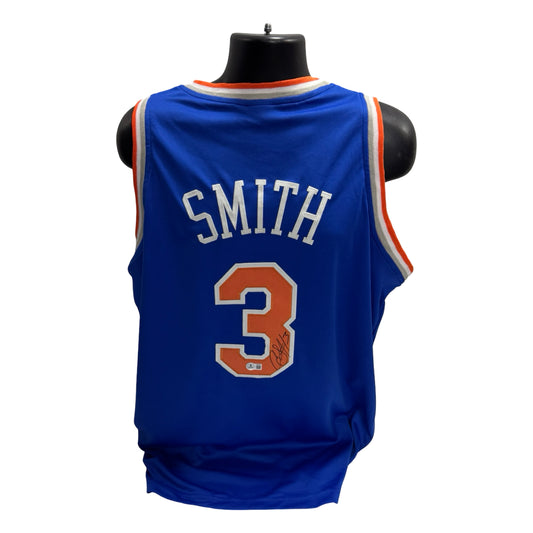 Chris Smith Autographed New York Knicks Blue #3 Jersey Beckett