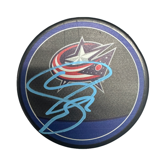 Seth Jones Autographed Chicago Blackhawks Logo Puck JSA