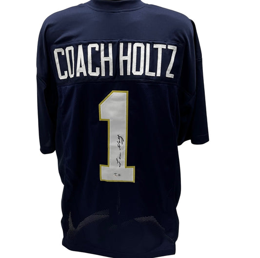 Lou Holtz Notre Dame Autographed Navy "Coach Holtz #1" Jersey Beckett