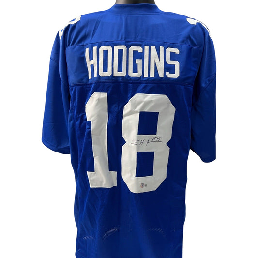 Isaiah Hodgins Autographed New York Giants Blue Jersey Beckett