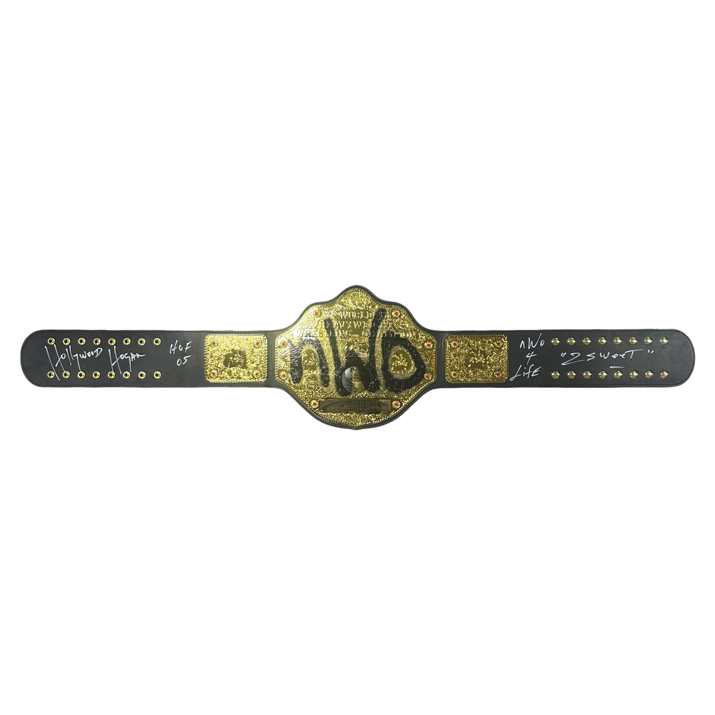 Hulk Hogan Autographed New World Order "Hollywood Hogan, HOF 05, NW 4 Life, 2 Sweet" Inscribed Replica WWE Championship Belt JSA
