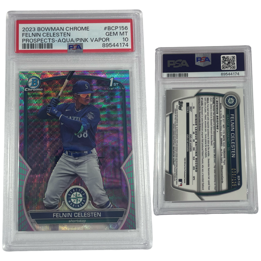 2023 Felnin Celesten Bowman Chrome Prospects Aqua/Pink Vapor /125 #BCP156 PSA GEM MT 10